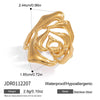 Wholesale Women's Geometric Rose Flower Ring Stainless Steel Vacuum Real Gold Plated Jewelry