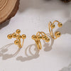 Wholesale Women's Geometric Round Ball Bead Open Ring Stainless Steel Pvd Furnace Vacuum Real Gold Plated Hand Jewelry