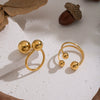 Wholesale Women's Geometric Round Ball Bead Open Ring Stainless Steel Pvd Furnace Vacuum Real Gold Plated Hand Jewelry
