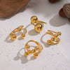 Wholesale Women's Geometric Round Ball Bead Open Ring Stainless Steel Pvd Furnace Vacuum Real Gold Plated Hand Jewelry