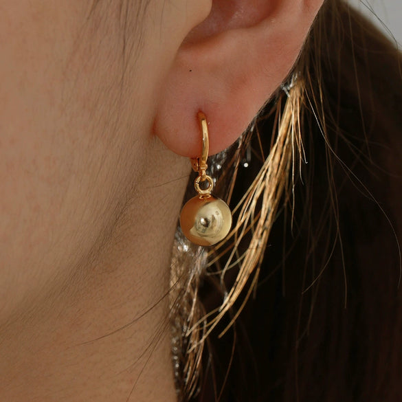 Wholesale Women's Geometric Round Beads Copper Zinc Alloy Electroplated Minimalist Gold Earrings