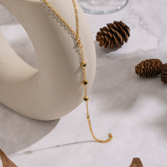 Wholesale Women's Geometric Round Inlaid Zircon Stainless Steel Chain Bracelet With Real Gold Plating
