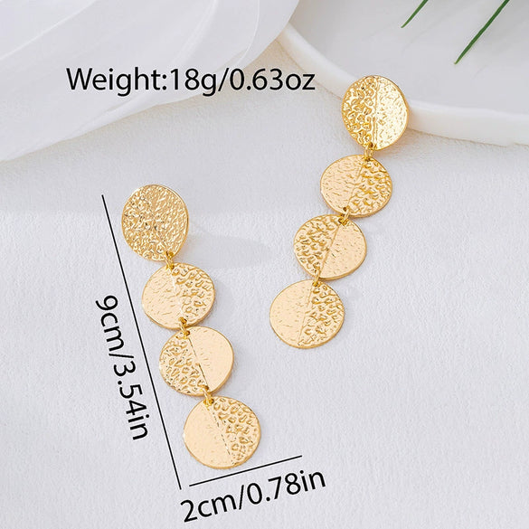 Wholesale Women's Geometric Round Long Alloy And Stainless Steel Electroplated Earrings