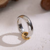 Wholesale Women's Geometric Round Stainless Steel Ring With Pvd Furnace Vacuum Real Gold Plating And Gold And Silver Mixed Color