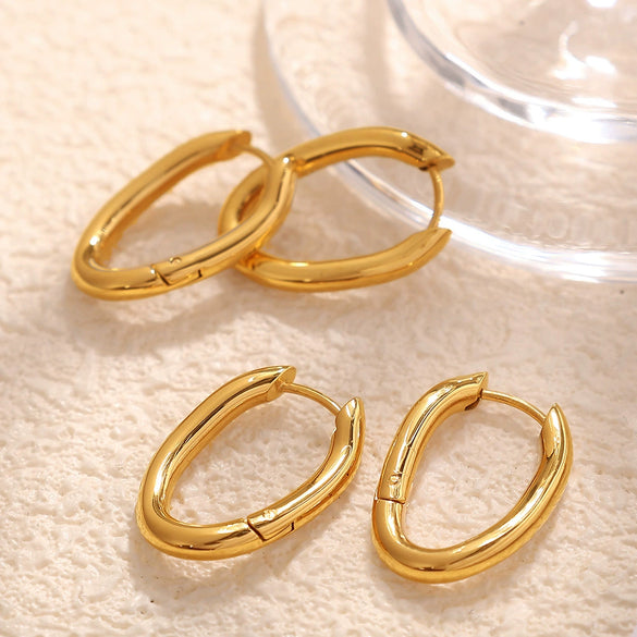 Wholesale Women's Geometric Round 316L Stainless Steel Electroplated Earrings