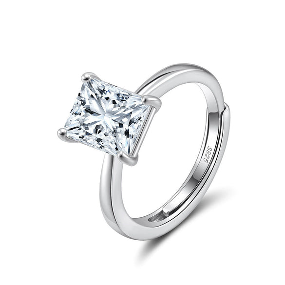 Wholesale Women's Geometric S925 Silver Electroplated Moissanite Wedding Ring