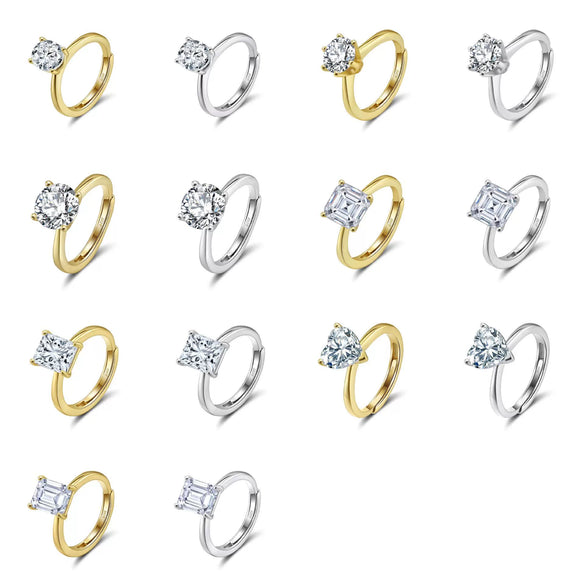 Wholesale Women's Geometric S925 Silver Electroplated Moissanite Wedding Ring