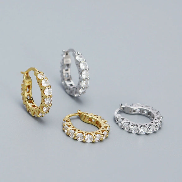 Wholesale Women's Geometric S925 Silver Electroplated Zircon Earring