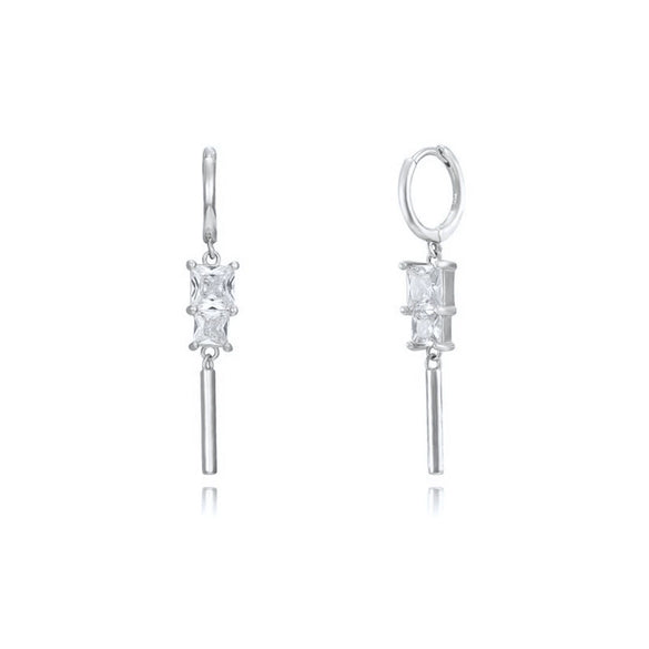 Wholesale Women's Geometric S925 Silver Needle And Copper Pendant Earrings Set With Diamonds And Zircon