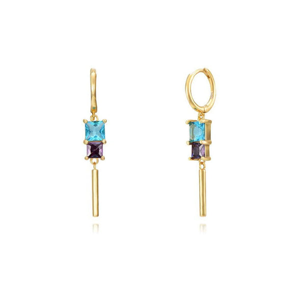 Wholesale Women's Geometric S925 Silver Needle And Copper Pendant Earrings Set With Diamonds And Zircon