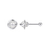 Wholesale Women's Geometric S925 Silver Pearl Screw Earrings With Zirconia Design