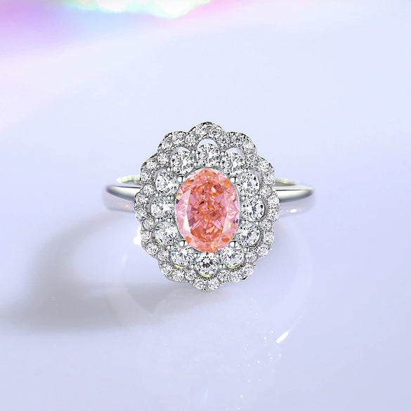 Wholesale Women's Geometric S925 Silver Ring With High Carbon Diamond And Zircon