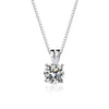 Wholesale Women's Geometric S925 Sterling Silver Electroplated Fourclaw Zircon Pendant Necklace