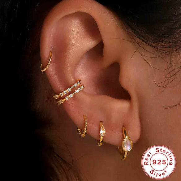 Wholesale Women's Geometric S925 Sterling Silver Electroplated Horse Eye Opal Earrings