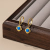 Wholesale Women's Geometric S925 Sterling Silver Electroplated Opal Inlaid Earrings