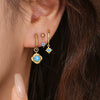 Wholesale Women's Geometric S925 Sterling Silver Electroplated Opal Inlaid Earrings