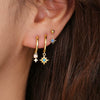 Wholesale Women's Geometric S925 Sterling Silver Electroplated Opal Inlaid Earrings