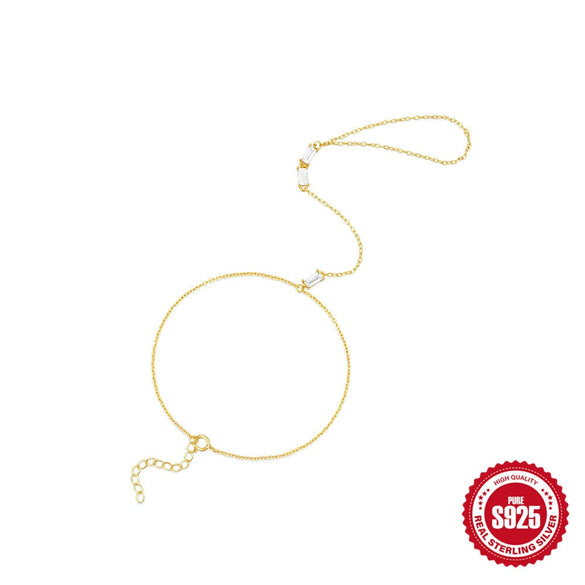 Wholesale Women's Geometric S925 Sterling Silver Electroplated Real Gold Plated Elegant Exquisite Diamond Bracelet