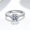Wholesale Women's Geometric S925 Sterling Silver Electroplated Sixclaw Open Diamond Ring