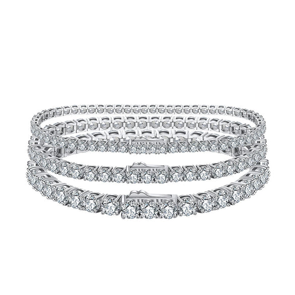 Wholesale Women's Geometric S925 Sterling Silver Electroplated Tennis Bracelet