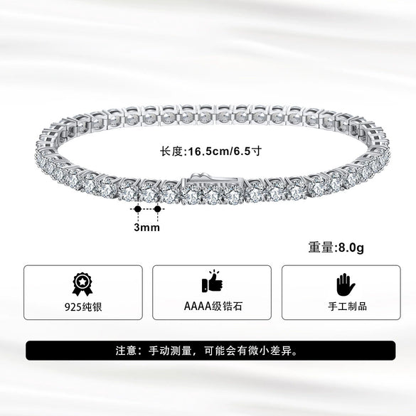 Wholesale Women's Geometric S925 Sterling Silver Electroplated Tennis Bracelet
