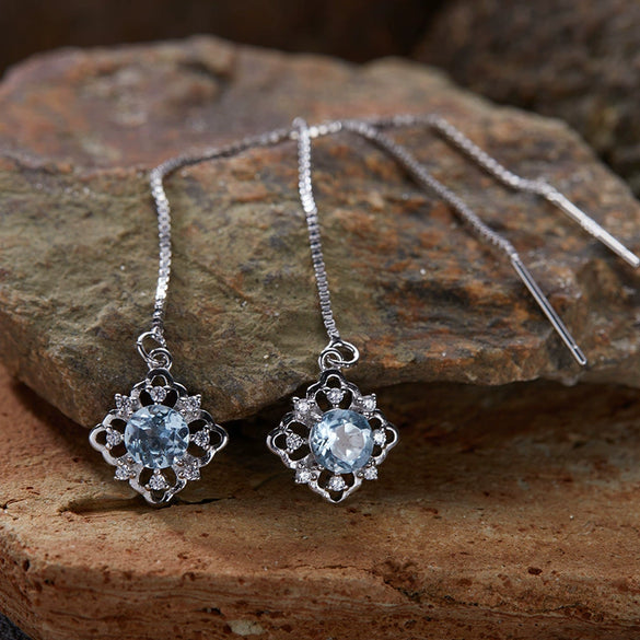 Wholesale Women's Geometric S925 Sterling Silver 18K Gold Natural Color Treasure Earrings Jewelry