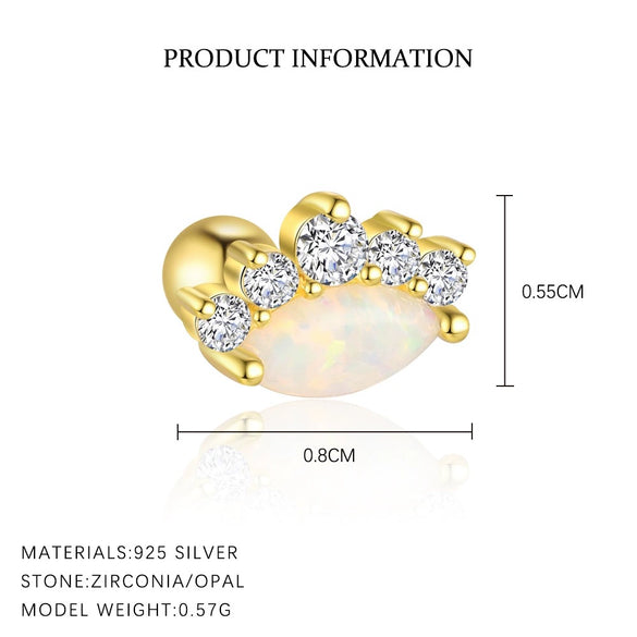 Wholesale Women's Geometric S925 Sterling Silver Opal Earrings With Flash Diamond And Zirconia