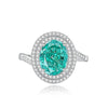 Wholesale Women's Geometric S925 Sterling Silver Palaiba Ring With Emerald And High Carbon Diamond Zircon