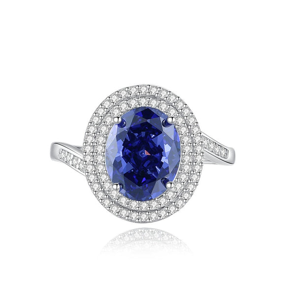 Wholesale Women's Geometric S925 Sterling Silver Palaiba Ring With Emerald And High Carbon Diamond Zircon