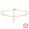 Wholesale Women's Geometric S925 Sterling Silver Paper Clip Chain Anklet Jewelry