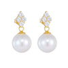 Wholesale Women's Geometric S925 Sterling Silver Pearl Inlaid Clover Earrings With Micro Inlaid Zircon