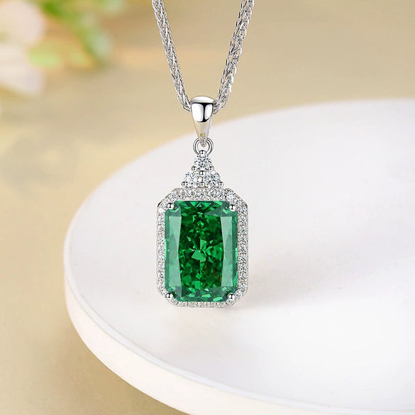 Wholesale Women's Geometric S925 Sterling Silver Perfume Necklace With Square Bag Pendant And High Carbon Diamond