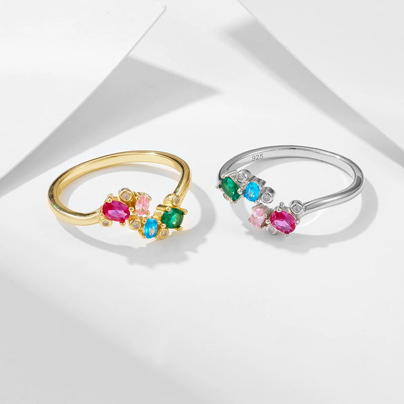 Wholesale Women's Geometric S925 Sterling Silver Ring Set With Diamonds