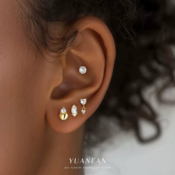 Wholesale Women's Geometric S925 Sterling Silver Tassel Zircon Earrings