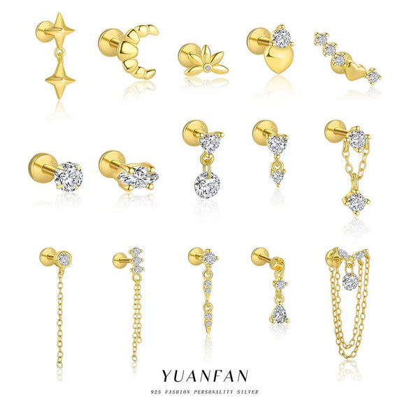 Wholesale Women's Geometric S925 Sterling Silver Tassel Zircon Earrings