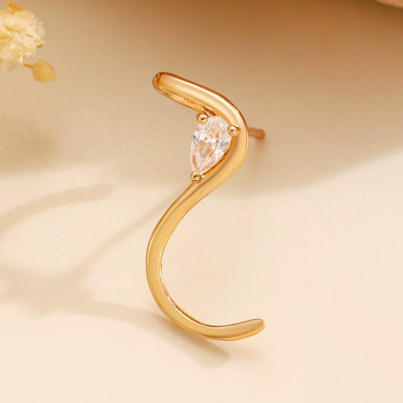 Wholesale Women's Geometric Shaped Copper Electroplated Diamondstudded Sshaped Earrings