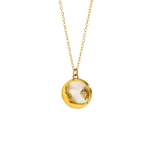 Wholesale Women's Geometric Shell And Stainless Steel Electroplated Pendant Necklace