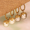 Wholesale Women's Geometric Shell Pearl Flower Stainless Steel Electroplated Earrings