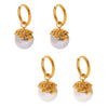 Wholesale Women's Geometric Shell Pearl Flower Stainless Steel Electroplated Earrings