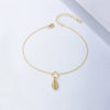 Wholesale Women's Geometric Shell Shaped Sterling Silver Anklet With Full Diamond