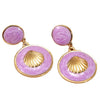 Wholesale Women's Geometric Shell Stainless Steel Dripping Oil Earrings Light Luxury Style