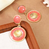 Wholesale Women's Geometric Shell Stainless Steel Dripping Oil Earrings Light Luxury Style