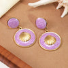Wholesale Women's Geometric Shell Stainless Steel Dripping Oil Earrings Light Luxury Style