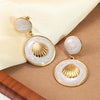 Wholesale Women's Geometric Shell Stainless Steel Dripping Oil Earrings Light Luxury Style