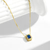 Wholesale Women's Geometric Silver Blue Zircon Square Pendant Necklace With Diamond Design And Cross Chain