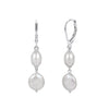 Wholesale Women's Geometric 925 Silver Earrings With Natural Freshwater Pearl Pendants And Zirconia Design