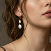 Wholesale Women's Geometric 925 Silver Earrings With Natural Freshwater Pearl Pendants And Zirconia Design