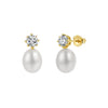 Wholesale Women's Geometric Silver Earrings With Zirconia And Freshwater Pearls