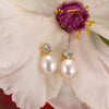 Wholesale Women's Geometric Silver Earrings With Zirconia And Freshwater Pearls