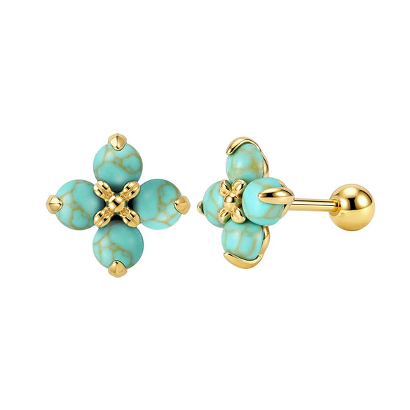 Wholesale Women's Geometric Silver 925 Electroplated Fourleaf Flower Earrings